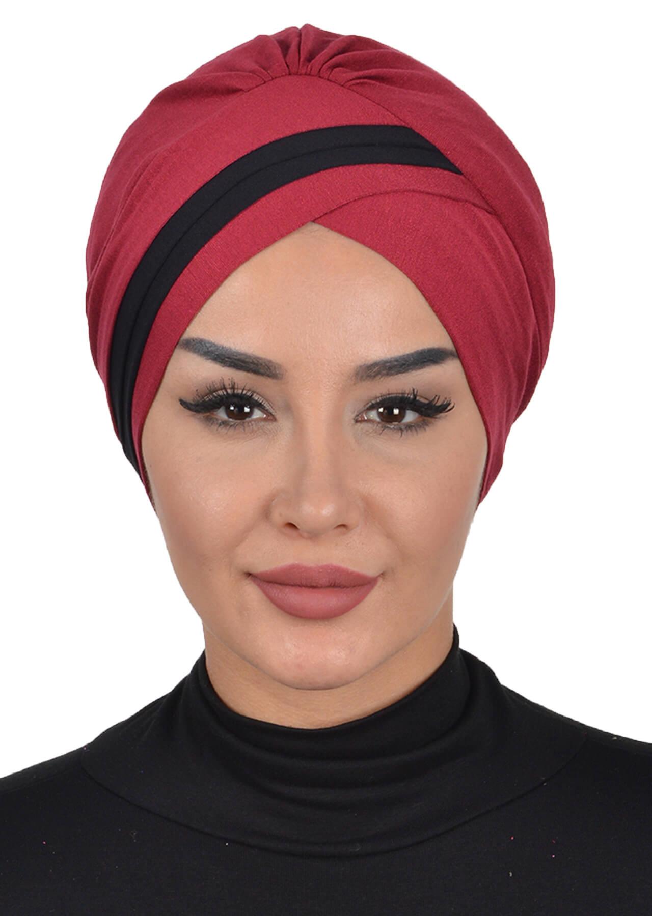 Çift Renkli Penye Bone,B-23 Bordo - Siyah