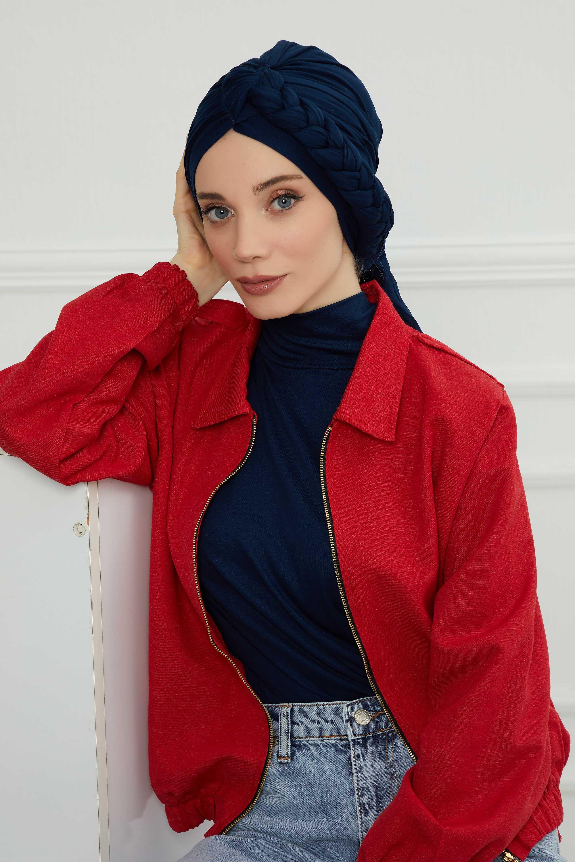 Yandan Örgülü Penye Bone,B-3 Lacivert