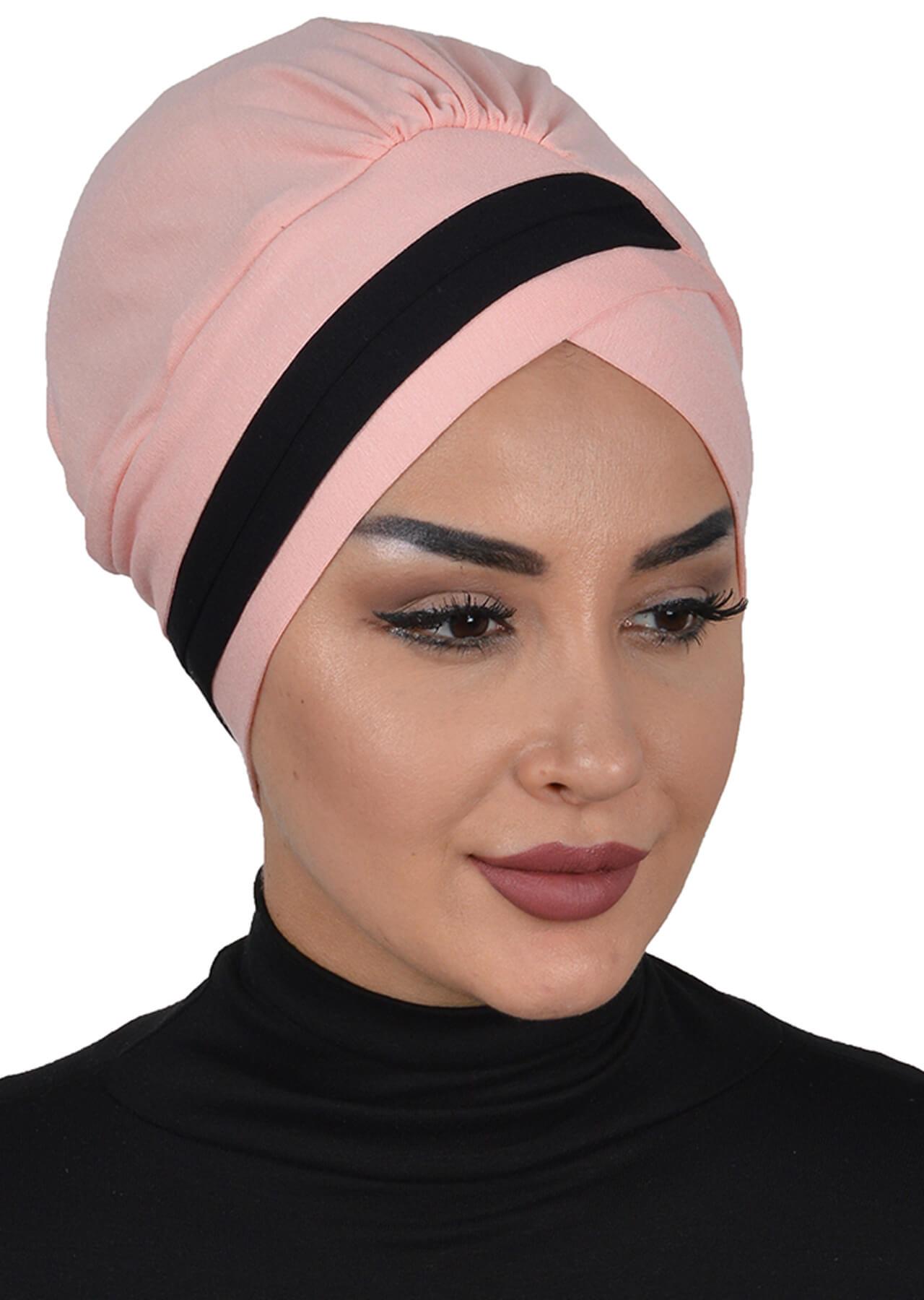 Çift Renkli Penye Bone,B-23 Pudra - Siyah