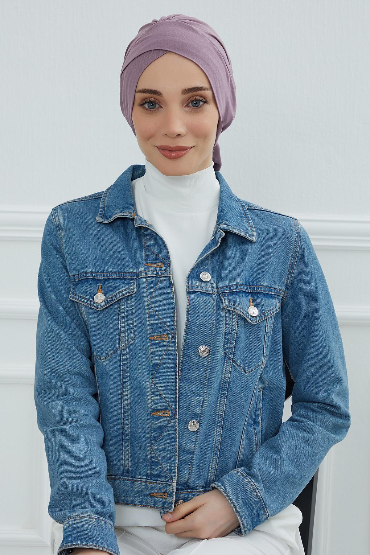 Kuşaklı Penye Bone,B-31 Lila