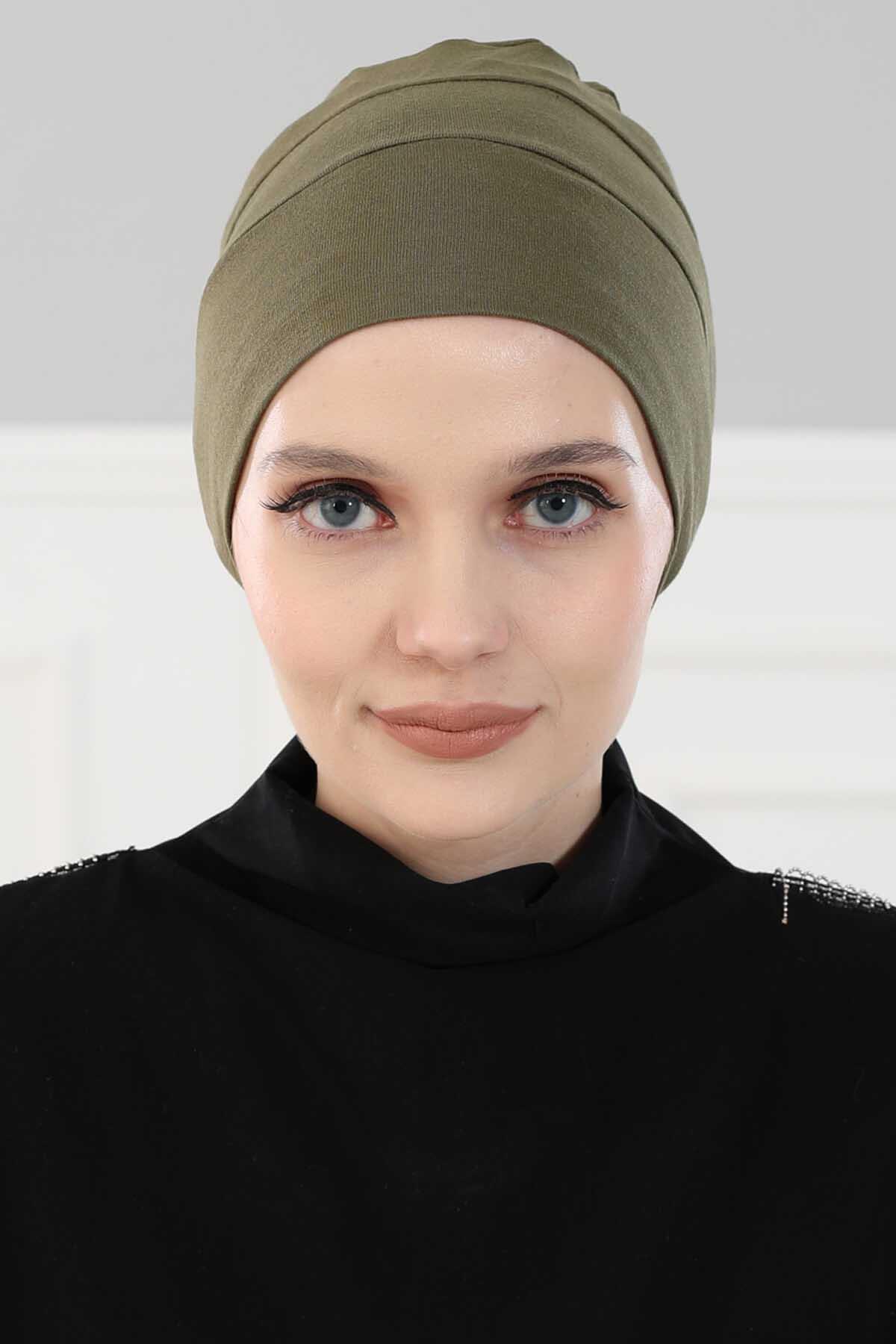 Bere Model Tesettür Bone,B-35 Haki Yeşili