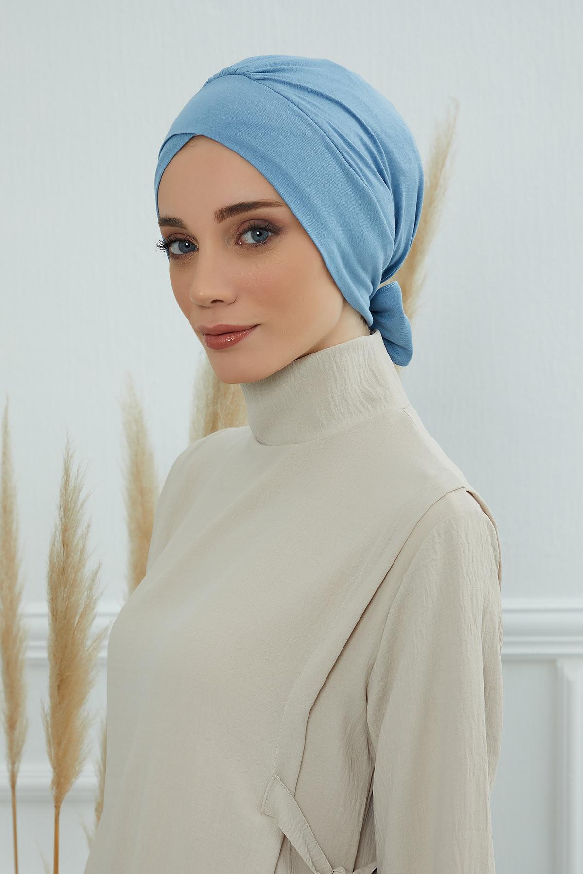 Kuşaklı Penye Bone,B-31 Mavi
