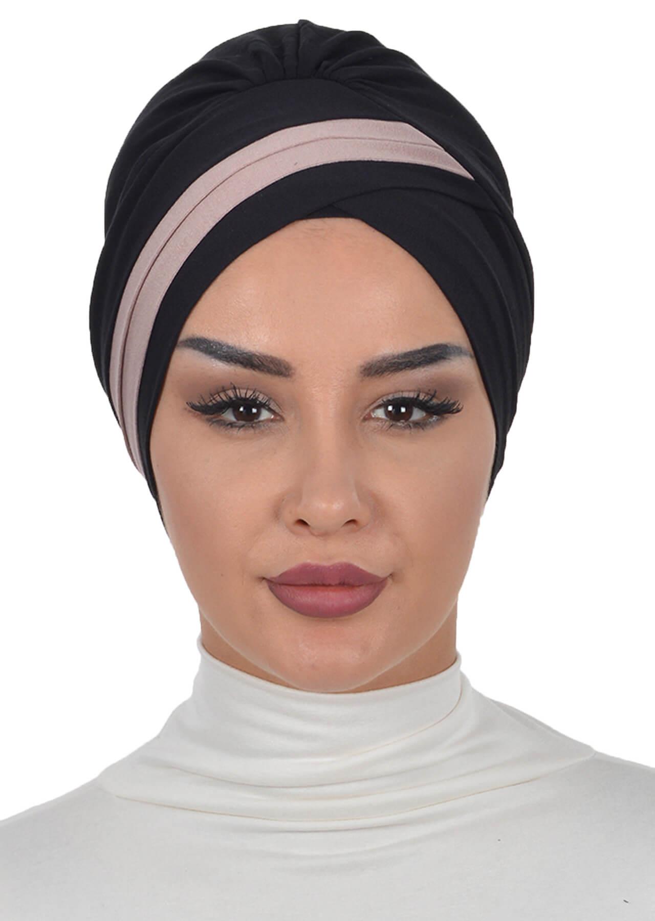 Çift Renkli Penye Bone,B-23 Siyah - Vizon