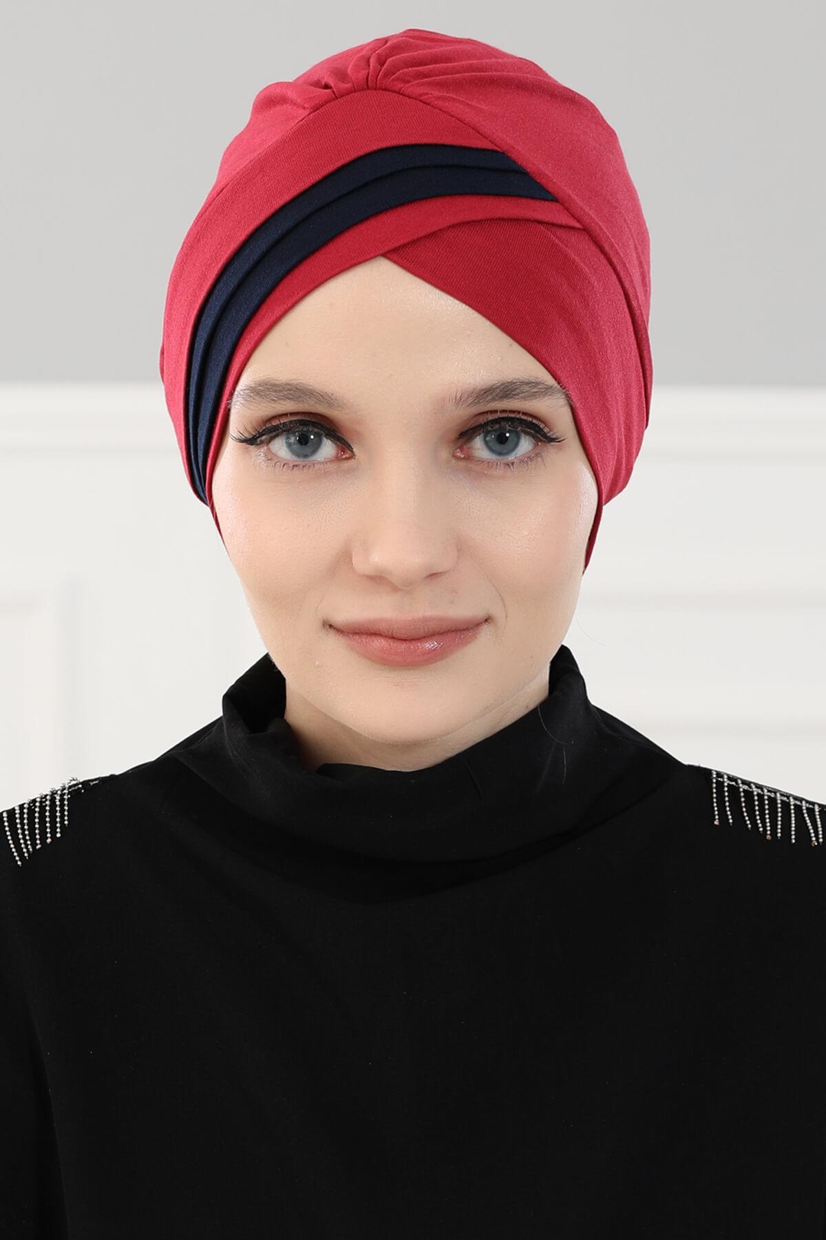 Çift Renkli Penye Bone,B-23 Bordo - Lacivert