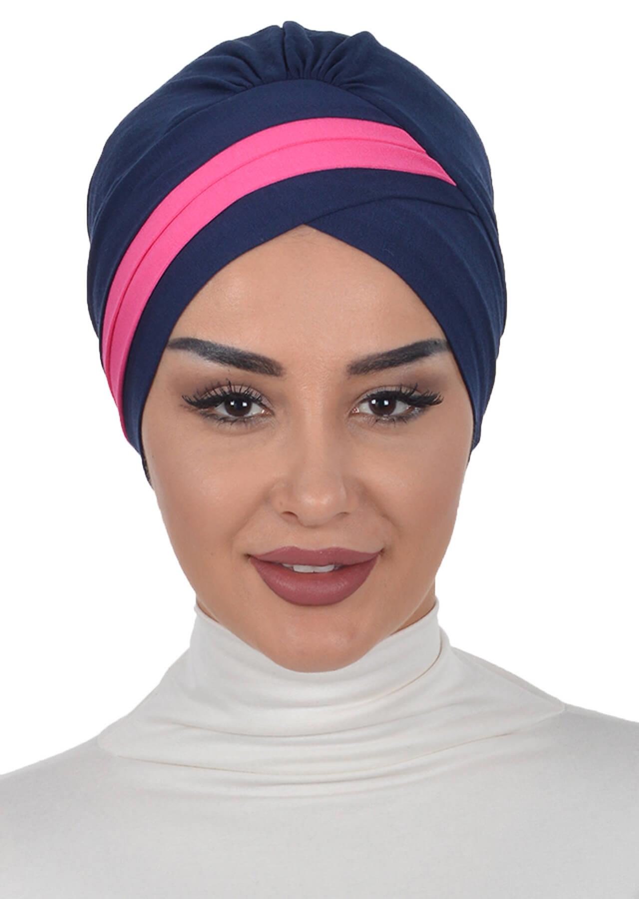 Çift Renkli Penye Bone,B-23 Lacivert - Fuşya