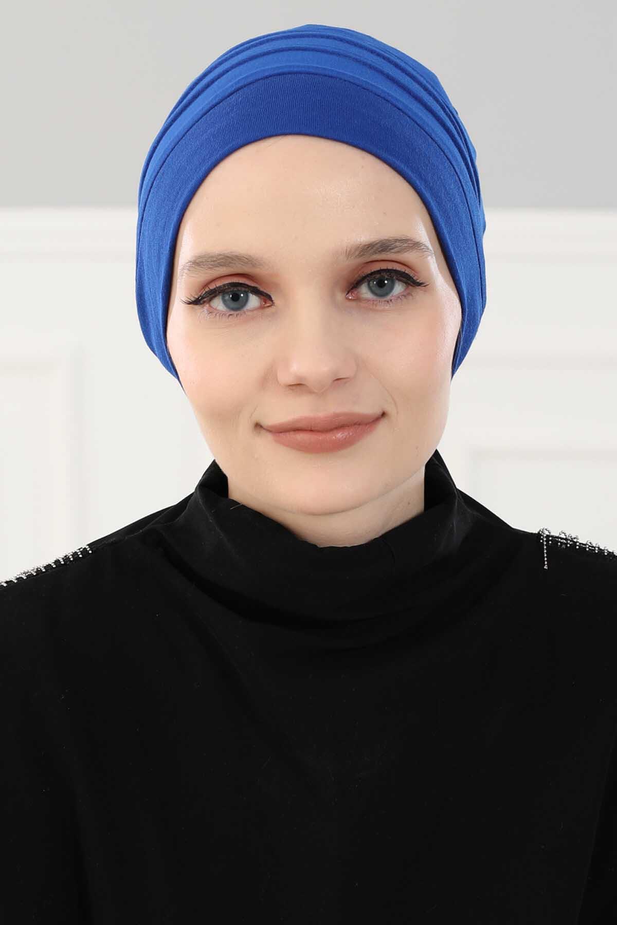 Bere Model Tesettür Bone,B-34 Saks Mavisi