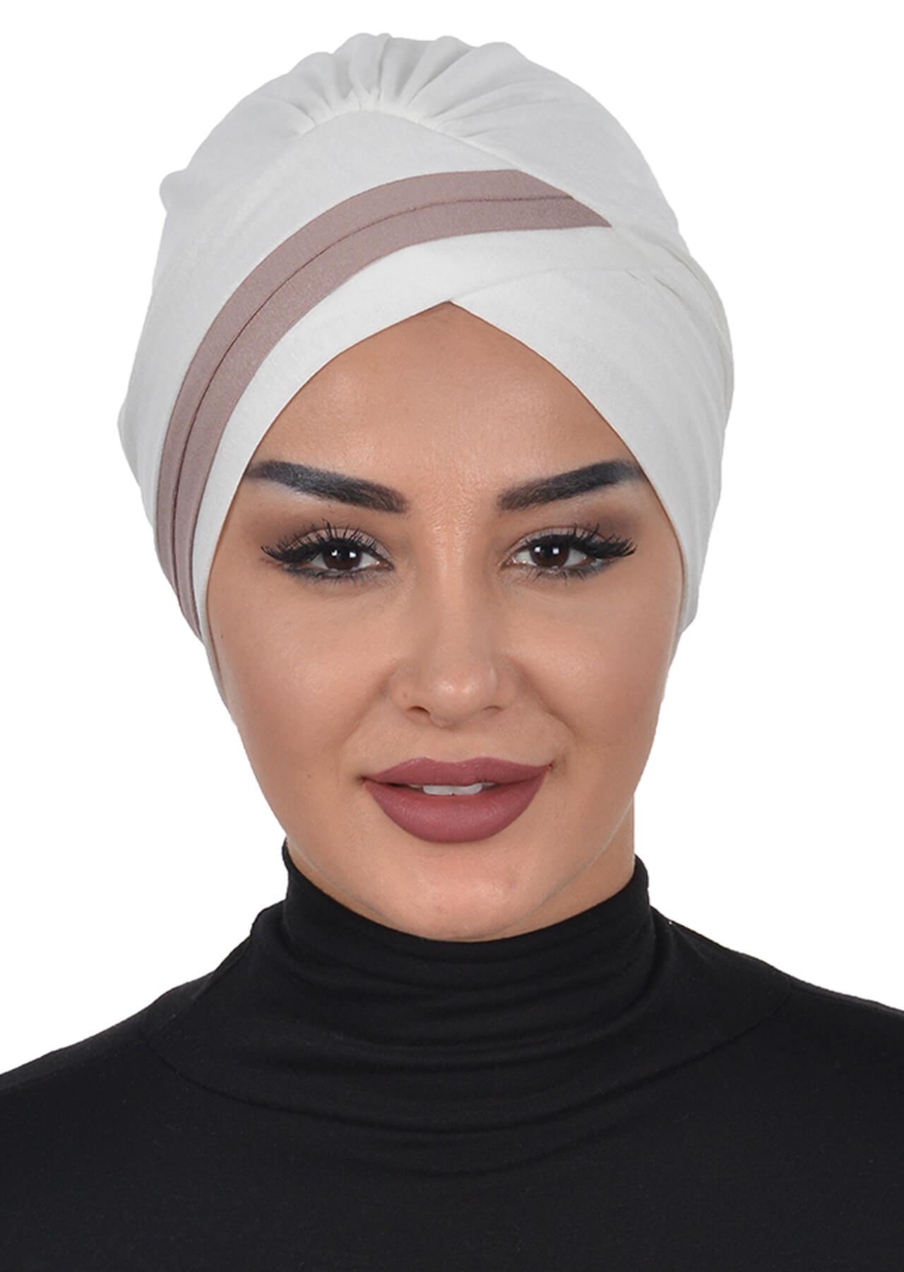 Çift Renkli Penye Bone,B-23 Krem - Vizon