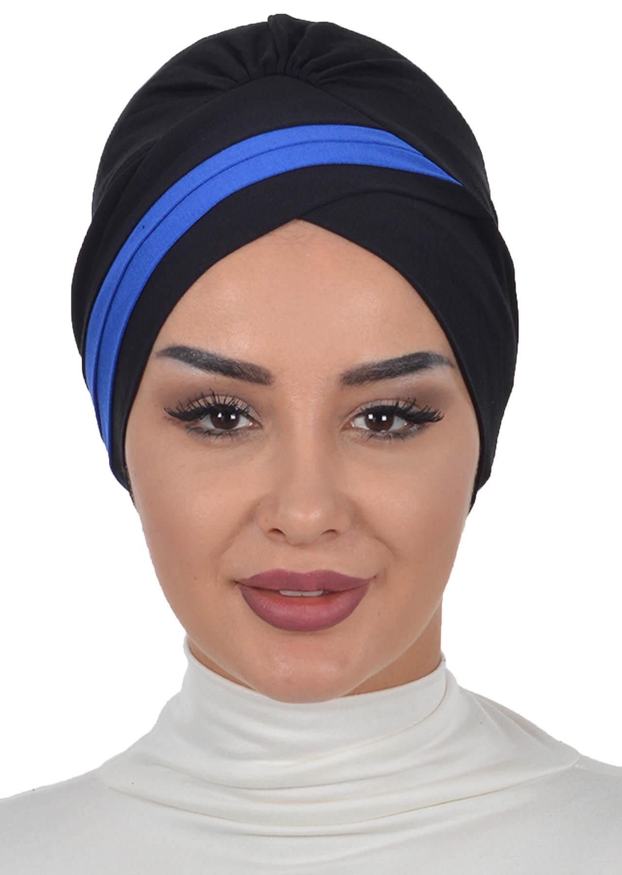 Çift Renkli Penye Bone,B-23 Siyah - Saks