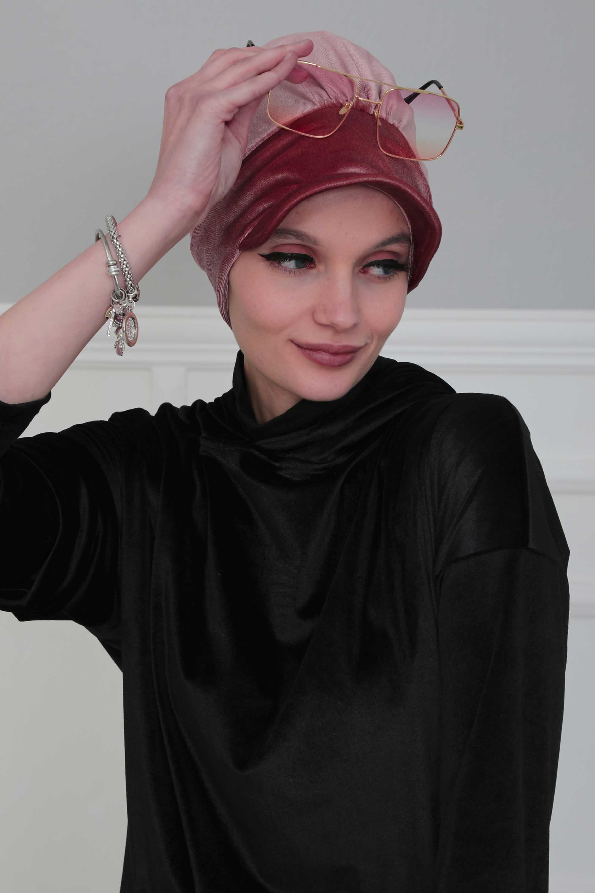 Siperlikli Kadife Bone,B-30K Gül Kurusu