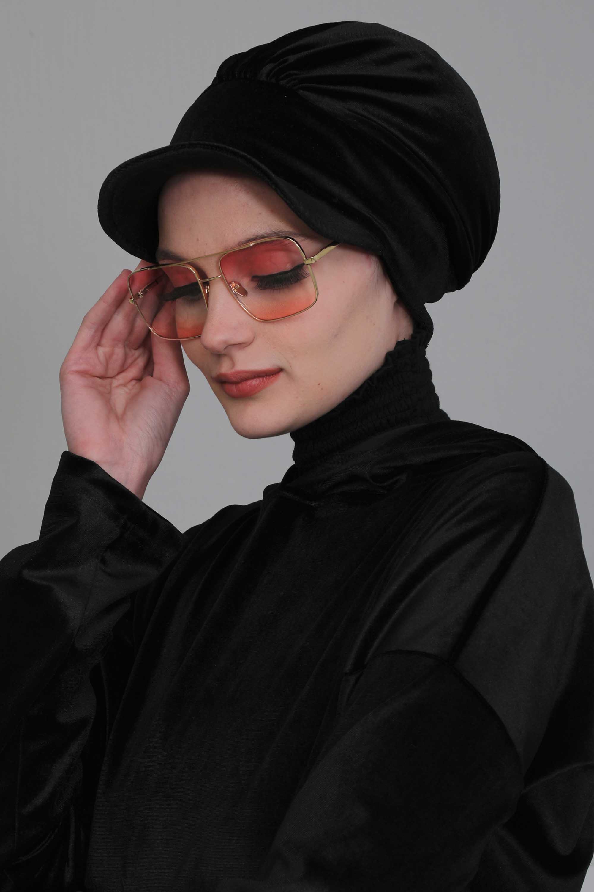 Siperlikli Kadife Bone,B-30K Siyah