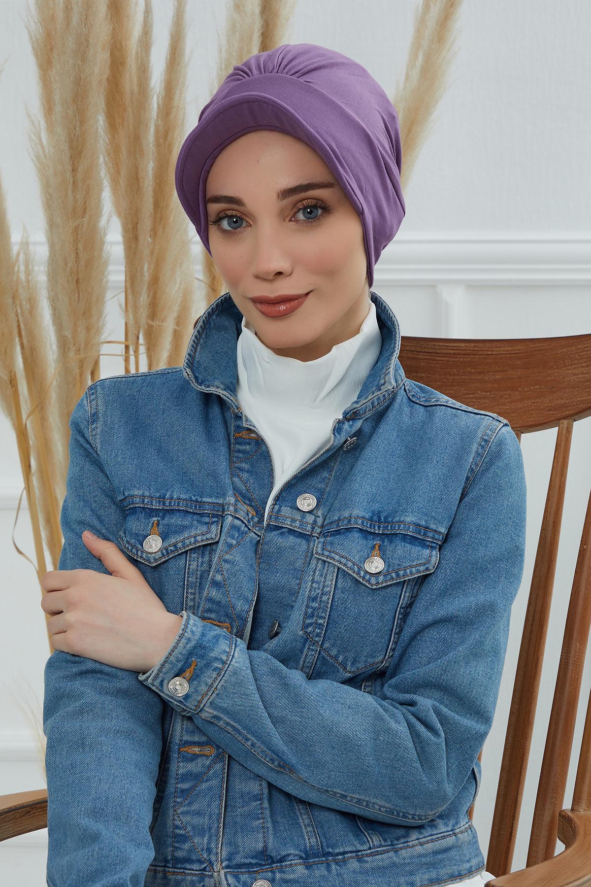 Şapkalı Penye Bone,B-30 Mor 2